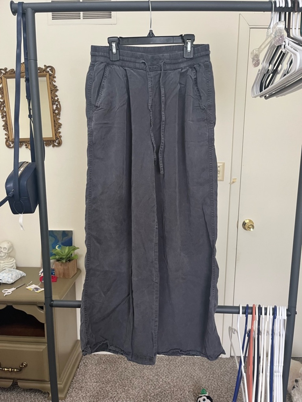 aerie Wide-Leg Drawstring Pants - Charcoal